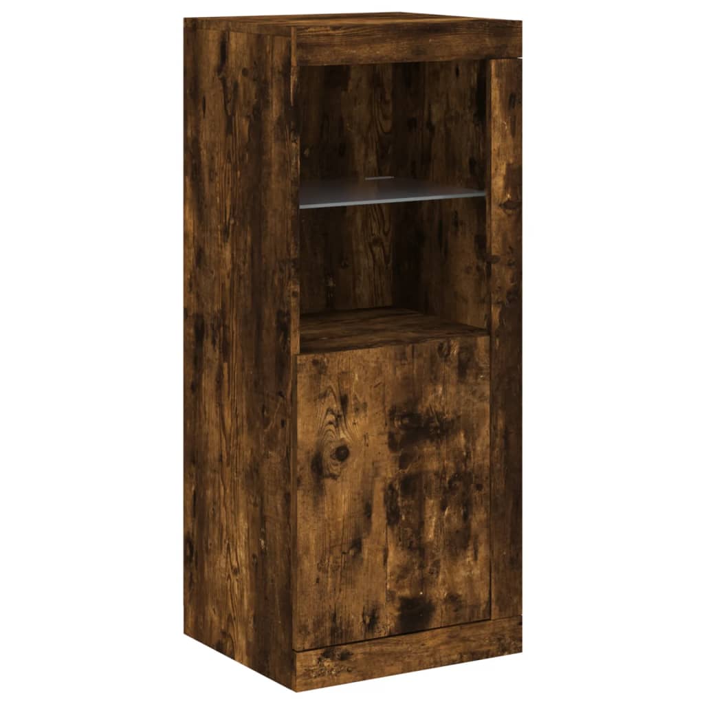 Sideboards with LED Lights 3 pcs Smoked Oak Engineered Wood